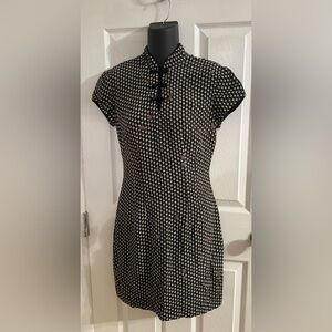 Nicole Miller New York Black and White Mini Dress 90s Martini Glass Olive Print